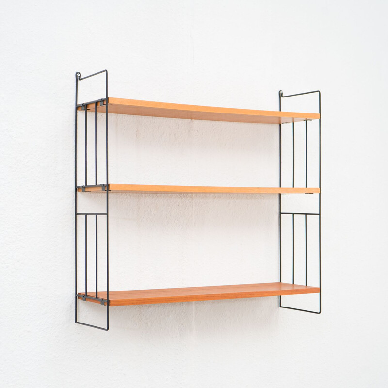 Vintage teak wall shelf with three shelves by Whb, Germany 1960s