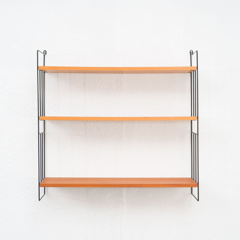 Vintage teak wall shelf with three shelves by Whb, Germany 1960s