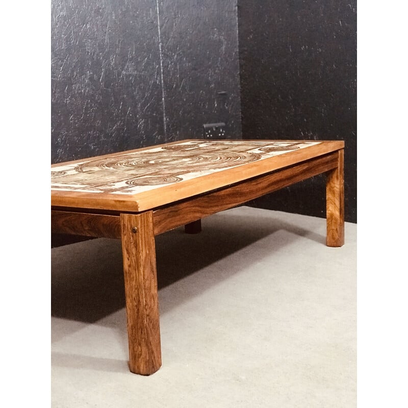 Vintage rosewood coffee table with tiled top by Oxart, Denmark 1970