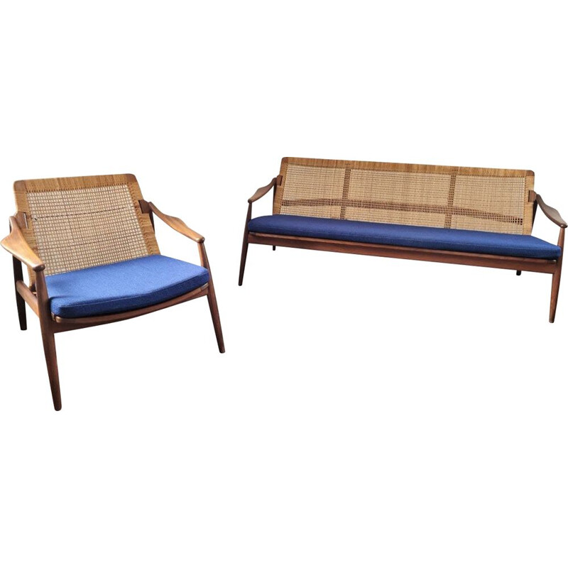 Vintage teak living room set by Hartmut Lohmeyer for Wilkhahn, 1960s