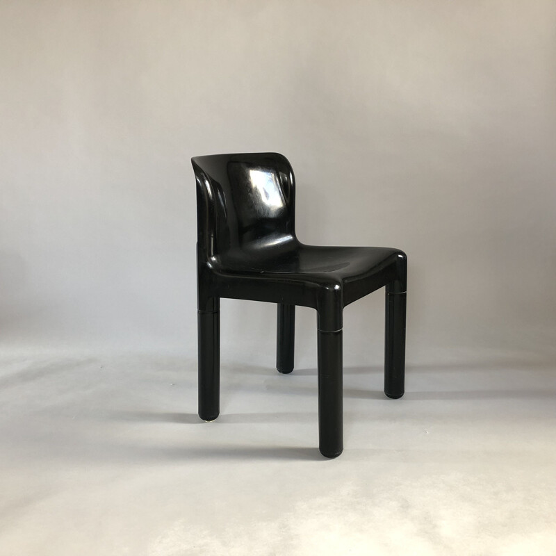 Ensemble de 3 chaises vintage en polypropylène noir par Carlo Bartoli pour Kartell, Italie 1970