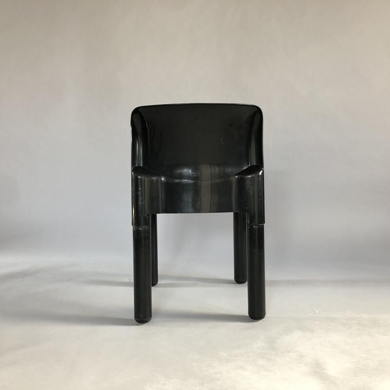Set of 3 vintage chairs in black polypropylene by Carlo Bartoli for Kartell, Italy 1970