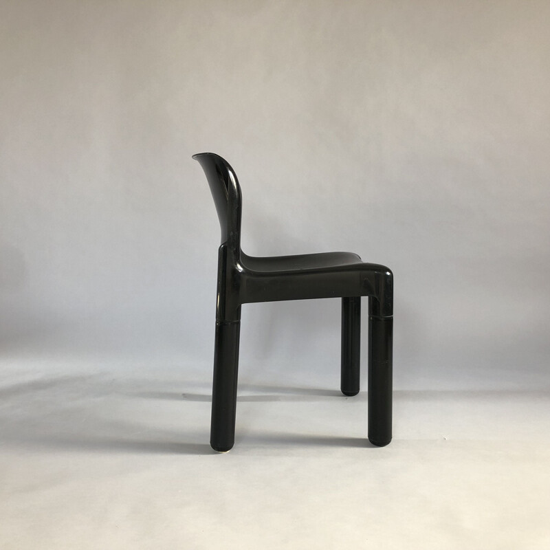 Set of 3 vintage chairs in black polypropylene by Carlo Bartoli for Kartell, Italy 1970