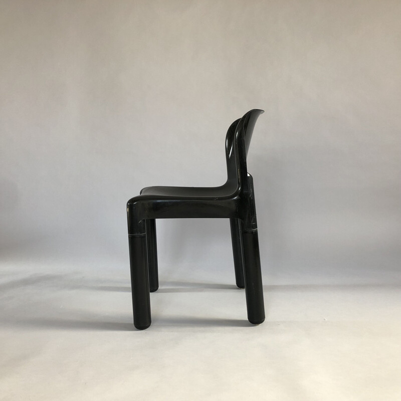 Ensemble de 3 chaises vintage en polypropylène noir par Carlo Bartoli pour Kartell, Italie 1970