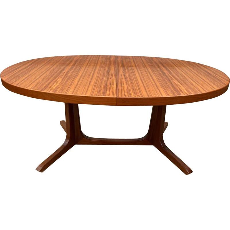 Scandinavian vintage teak oval extendable table, 1960