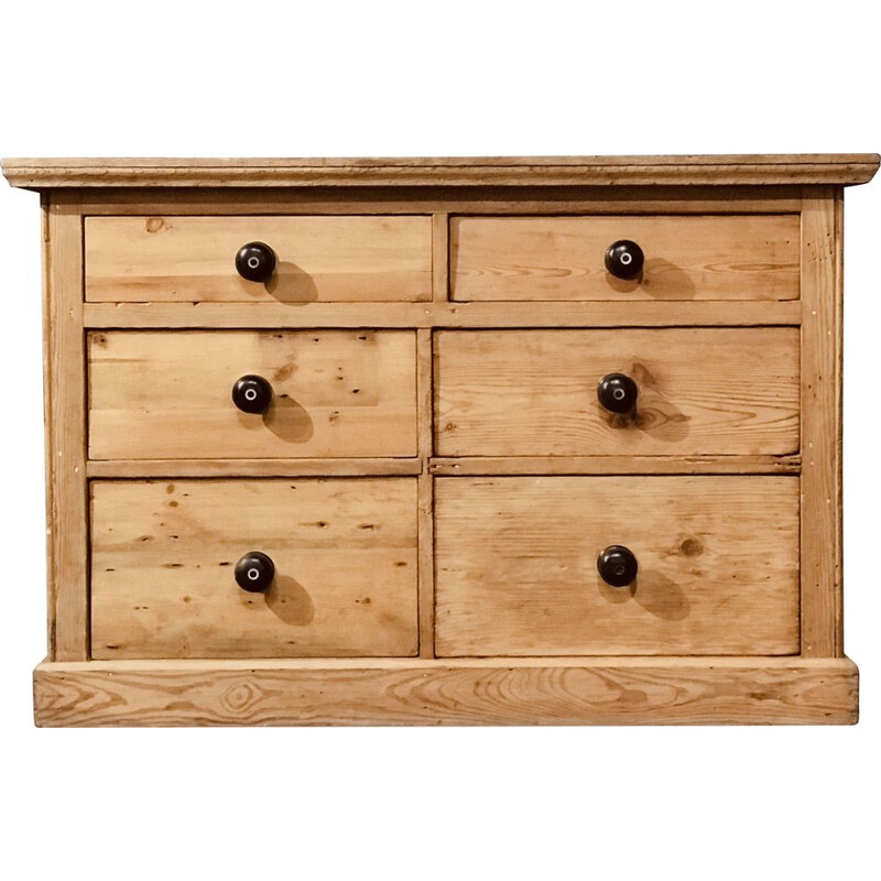 Vintage Victorian pine and oak chest of drawers