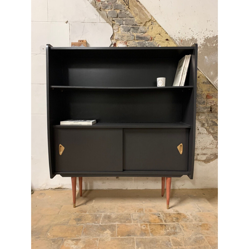 Vintage black bookcase, 1960