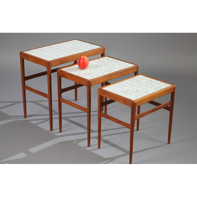 Set of 3 teak tables, Knud MORTENSEN - 1950s