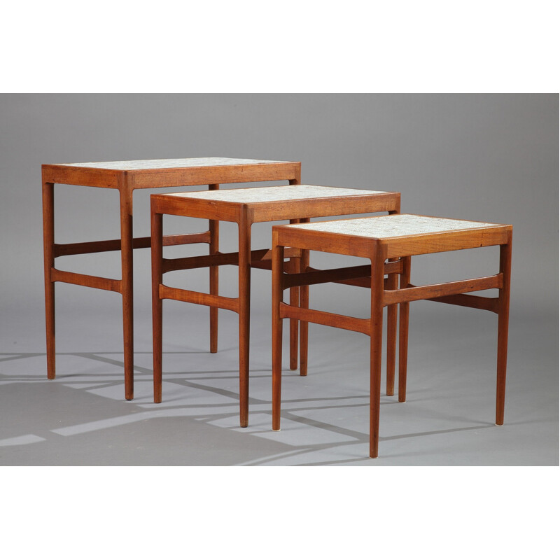 Set of 3 teak tables, Knud MORTENSEN - 1950s