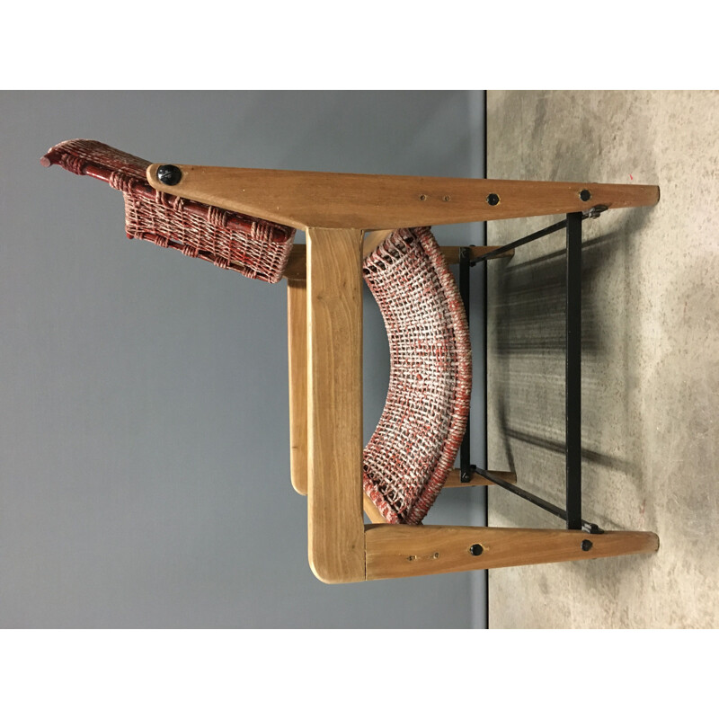 Vintage wood and rope armchair, 1960