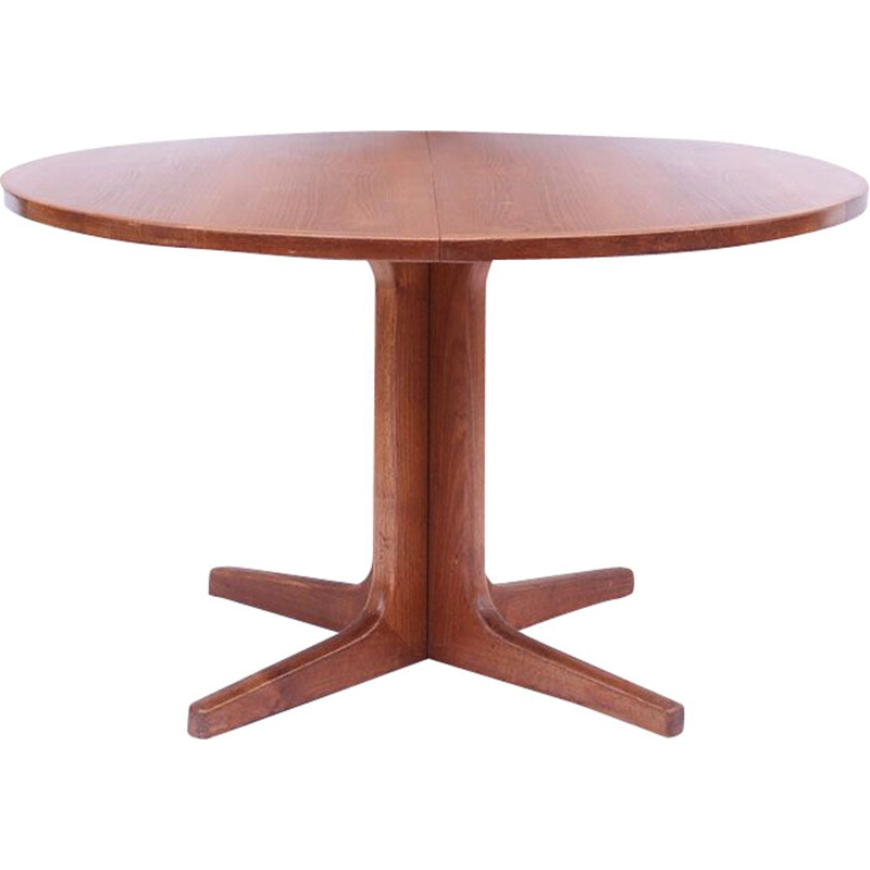 Scandinavian vintage round table with central leg, 1950-1960