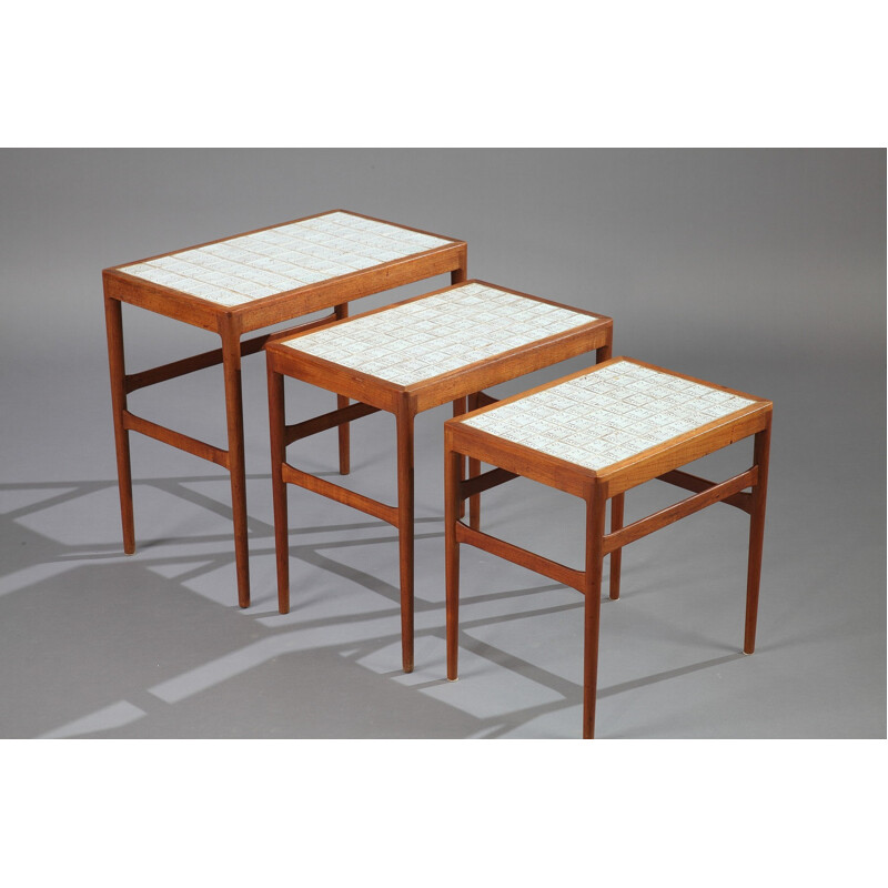 Set of 3 teak tables, Knud MORTENSEN - 1950s