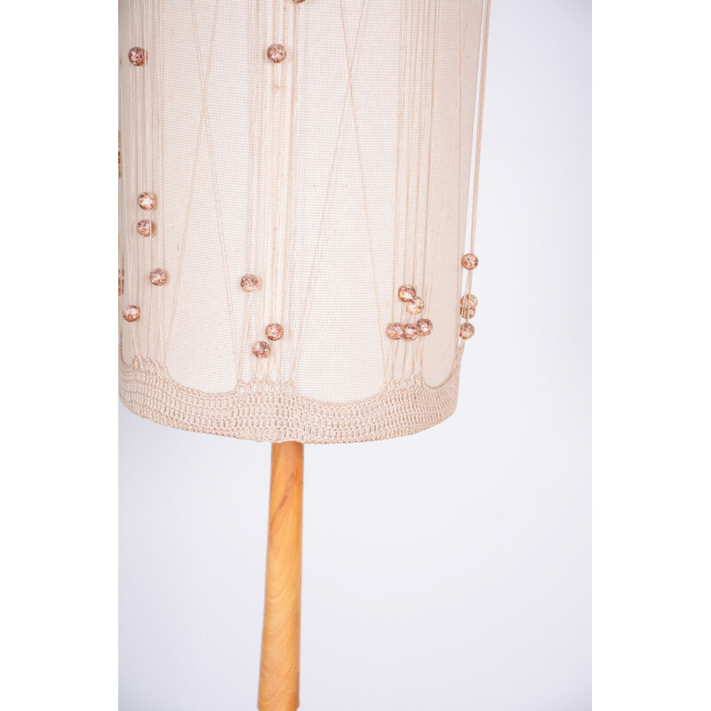 Vintage beechwood floor lamp, Czechoslovakia 1950