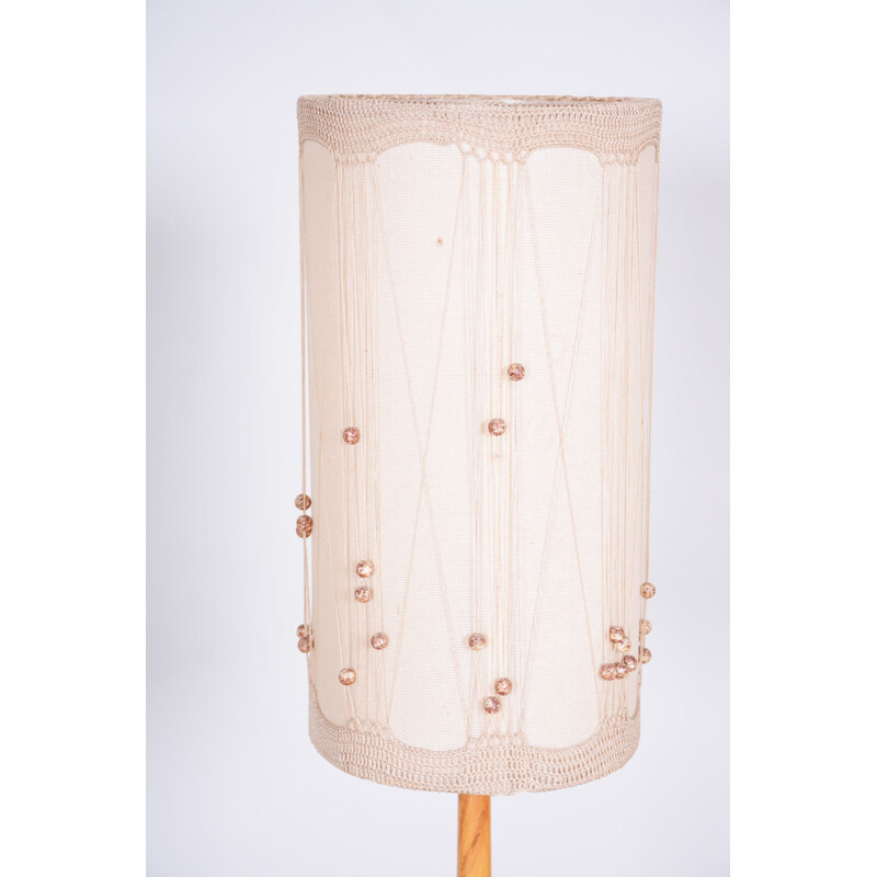 Vintage beechwood floor lamp, Czechoslovakia 1950