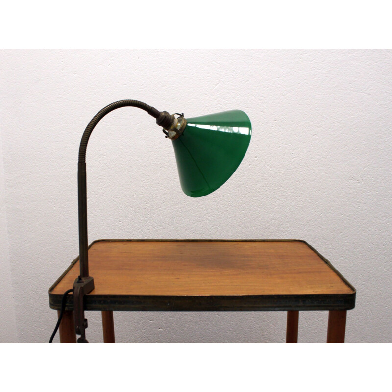Lampada da tavolo vintage in opalina verde, 1930