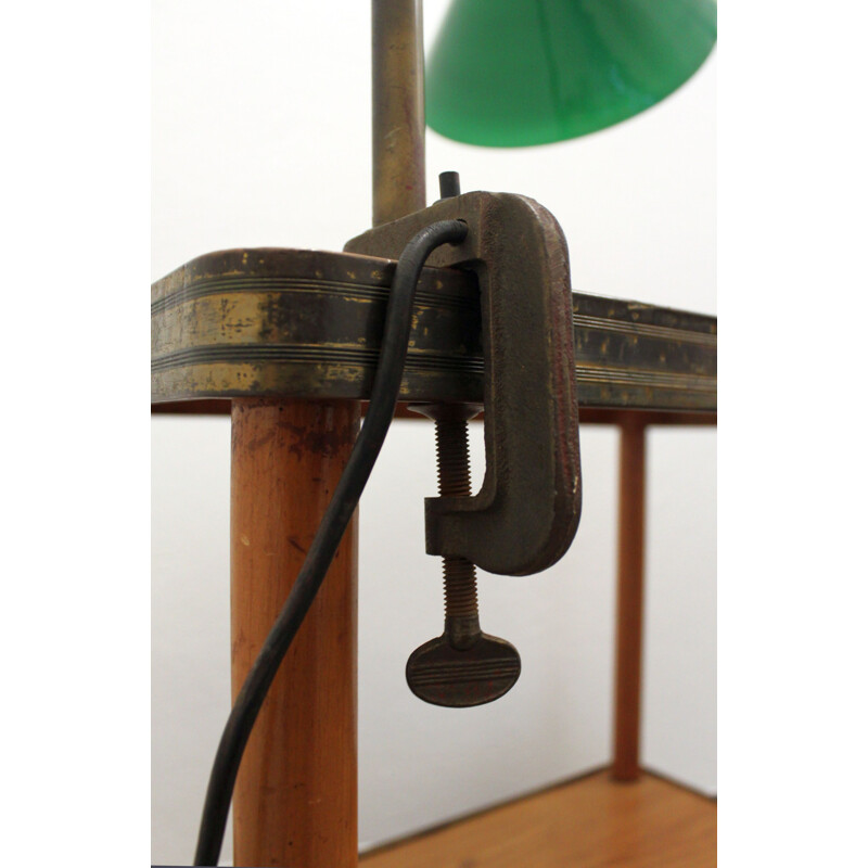 Lampada da tavolo vintage in opalina verde, 1930