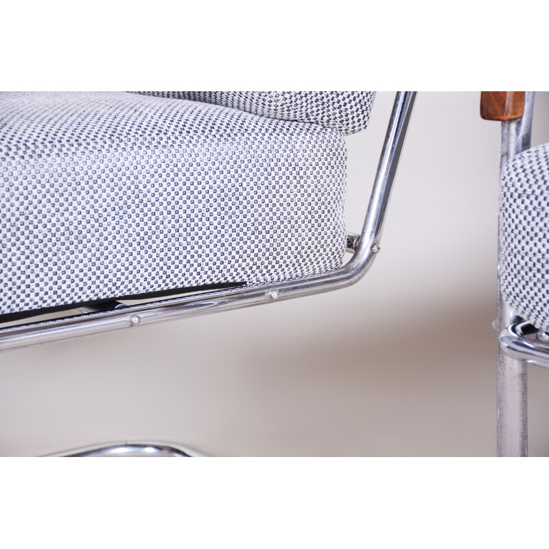 Pair of vintage grey chrome armchairs by Mucke Melder, Czechoslovakia 1930