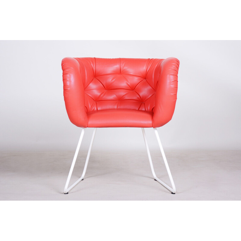 Vintage rood en witte fauteuil, 1960