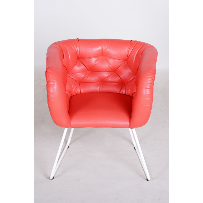 Sillón vintage rojo y blanco, 1960