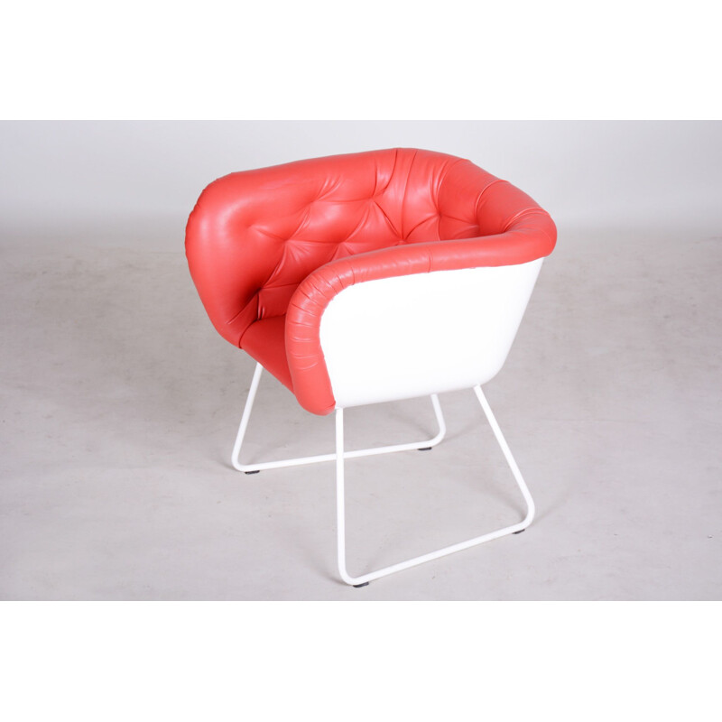 Sillón vintage rojo y blanco, 1960