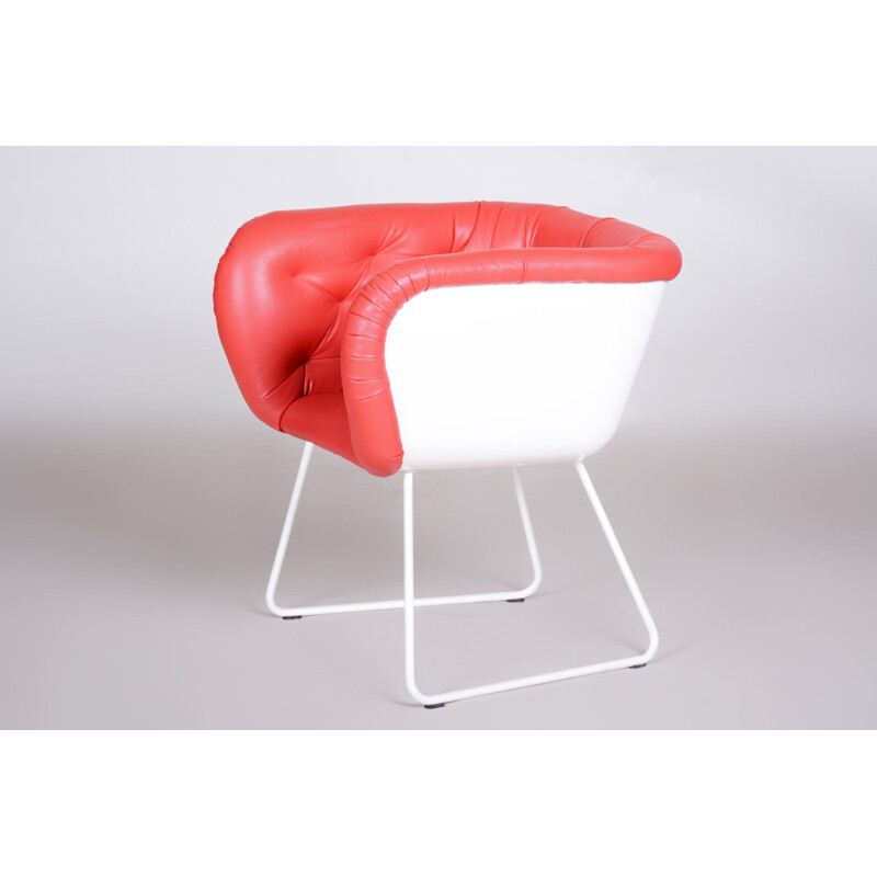 Vintage red and white armchair, 1960s