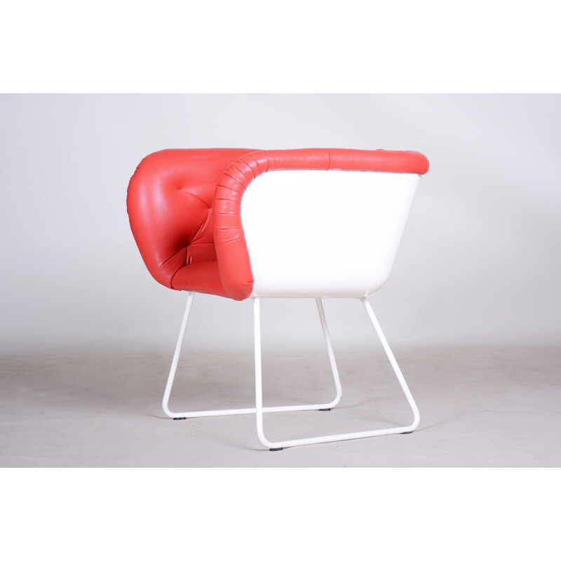 Vintage rood en witte fauteuil, 1960