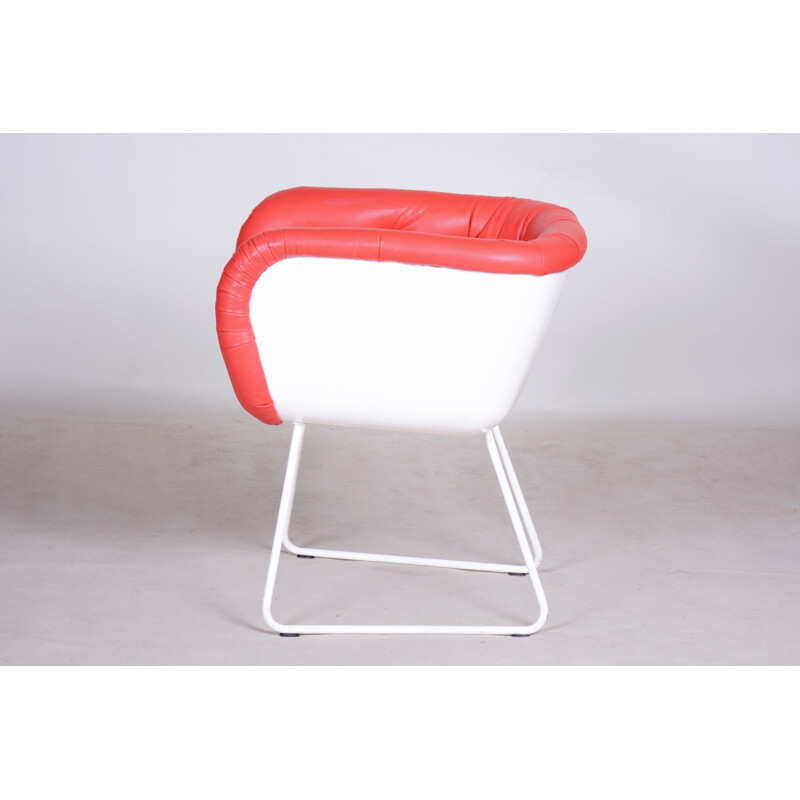 Vintage red and white armchair, 1960s