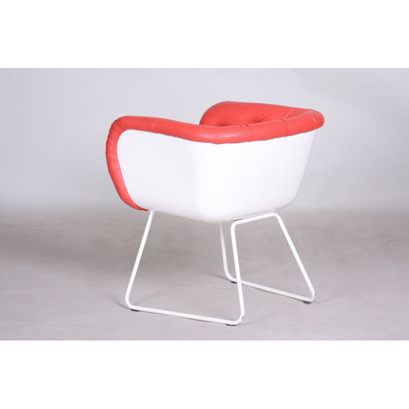 Vintage rood en witte fauteuil, 1960