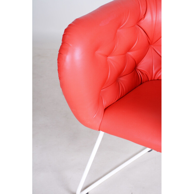 Vintage rood en witte fauteuil, 1960