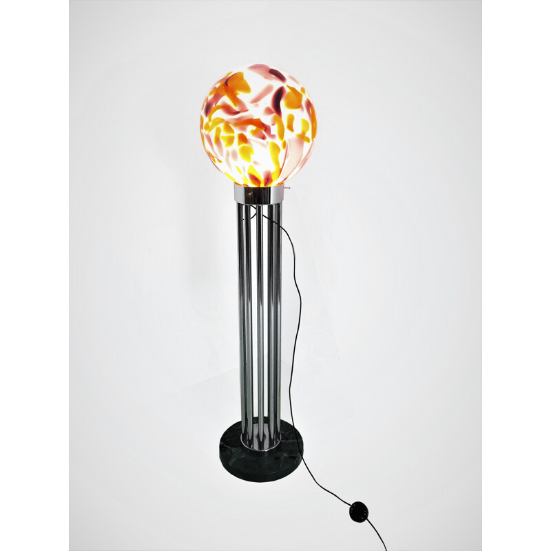 Vintage Mazzega Murano glass sphere floor lamp