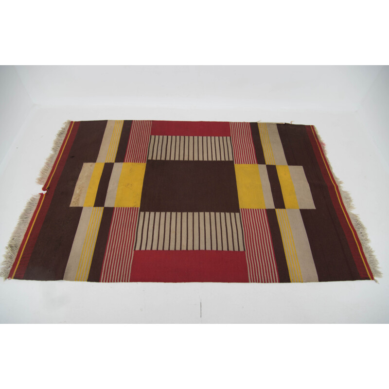 Vintage geometric rug by Antonin Kybal, 1948s