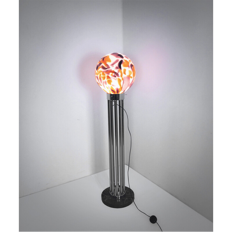 Vintage Mazzega Murano glass sphere floor lamp