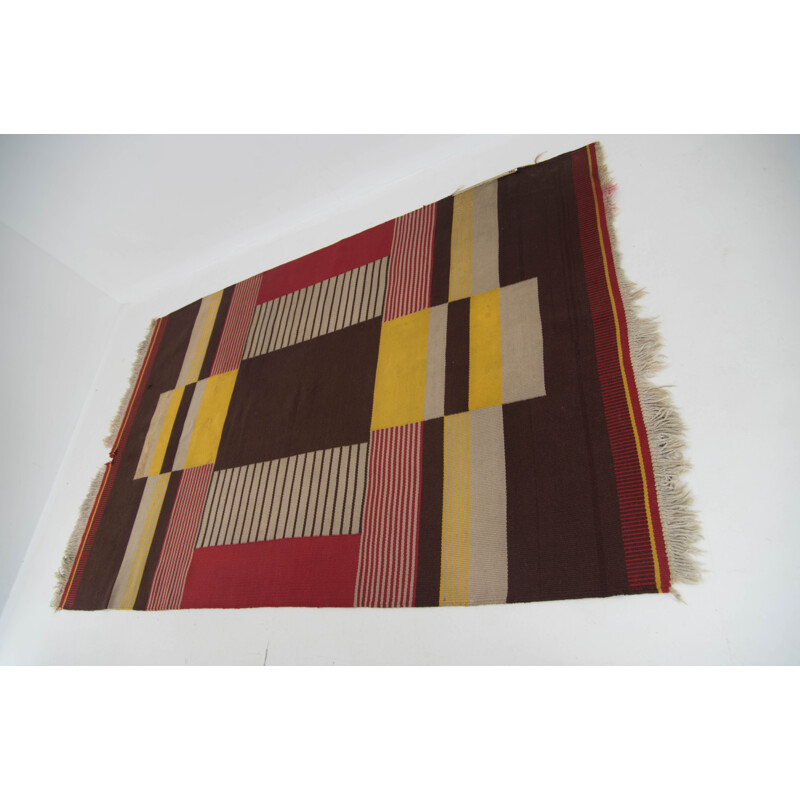 Vintage geometric rug by Antonin Kybal, 1948s