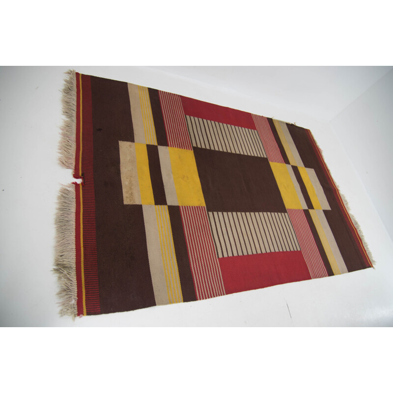 Vintage geometric rug by Antonin Kybal, 1948s