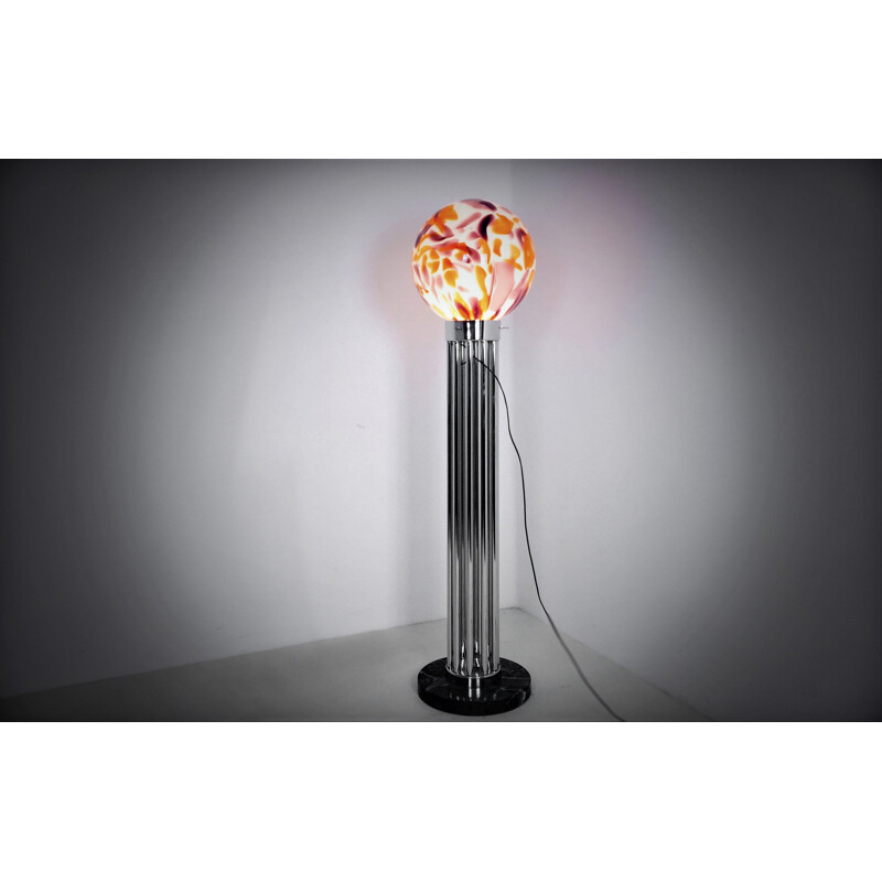 Vintage Mazzega Murano glass sphere floor lamp