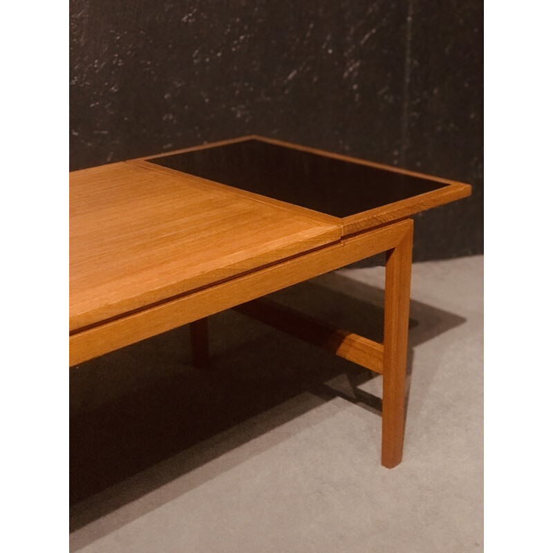 Vintage teak and black melamine coffee table