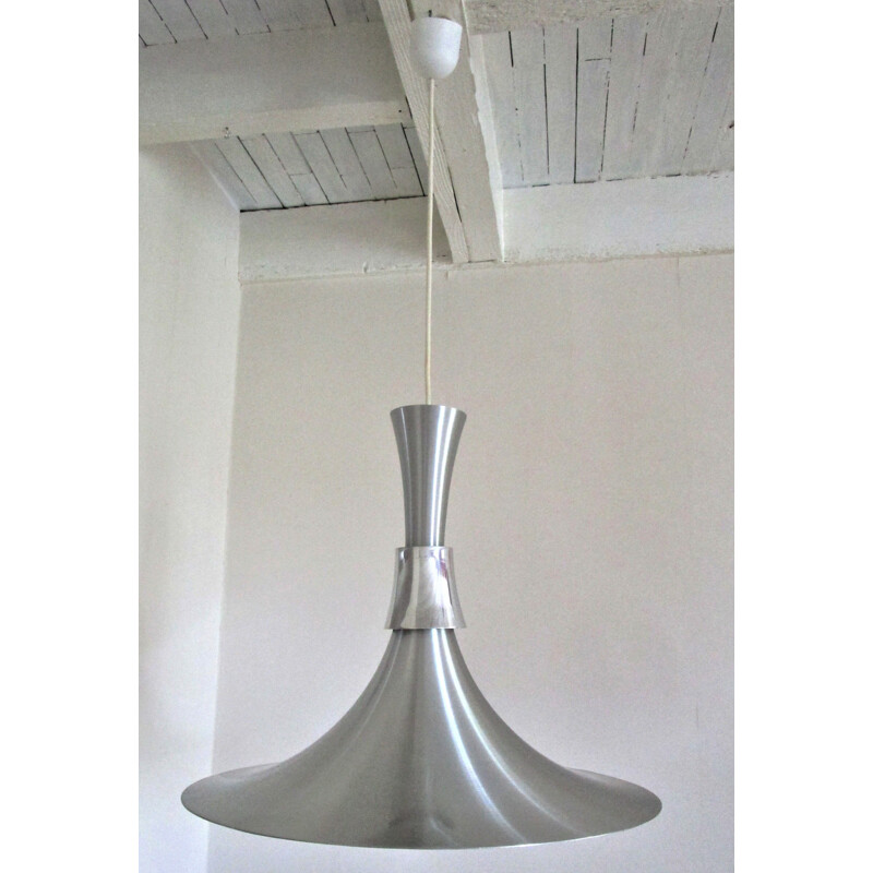 Vintage aluminum pendant lamp by Bent Nordsted for Lyskaer, Denmark 1960-1970