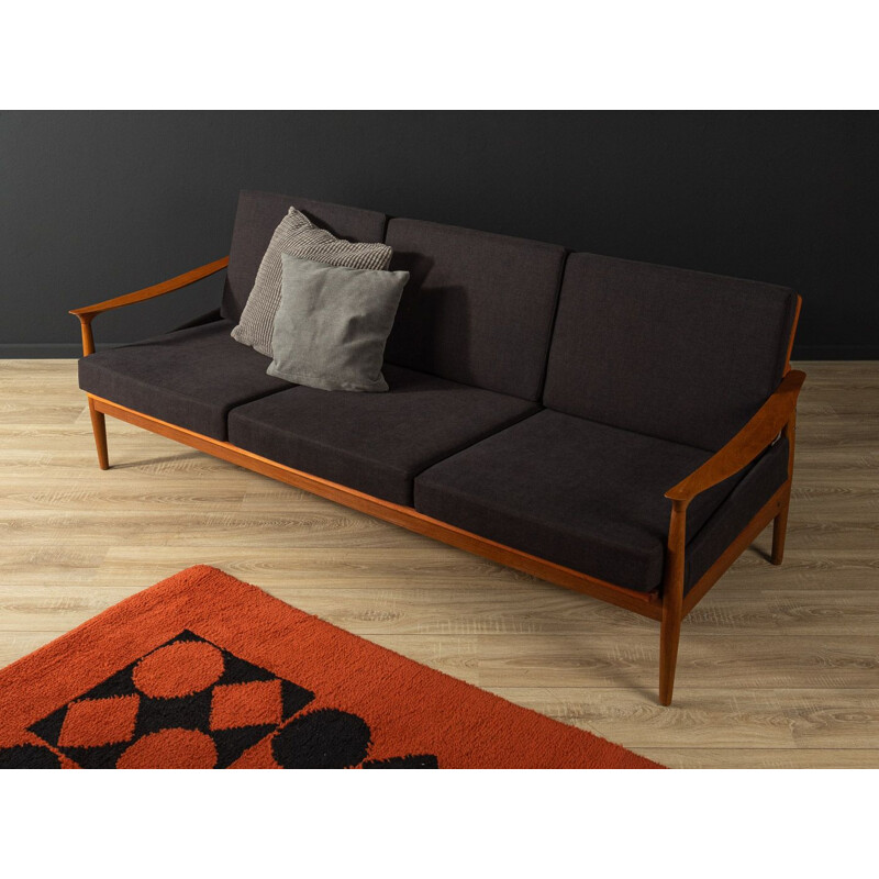 Vintage teak and fabric sofa, Denmark 1960s