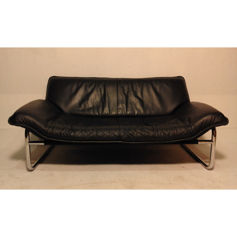Swedish 2 seater sofa in leather - 1970s