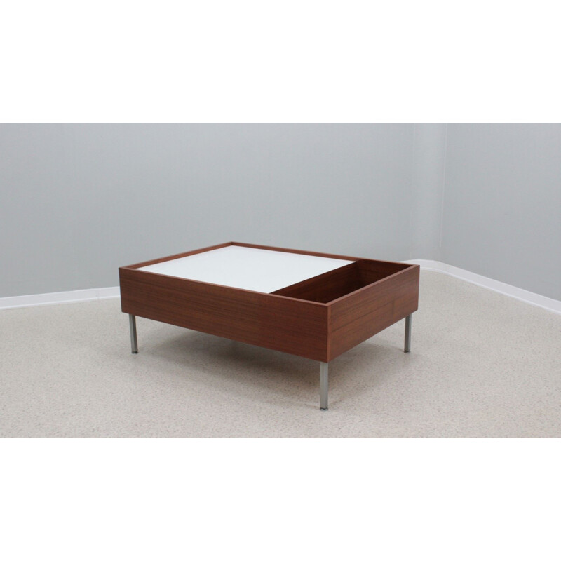 Vintage teak coffee table with bar by Saporiti, 1950s