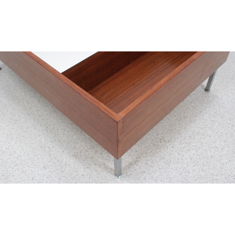 Vintage teak coffee table with bar by Saporiti, 1950s