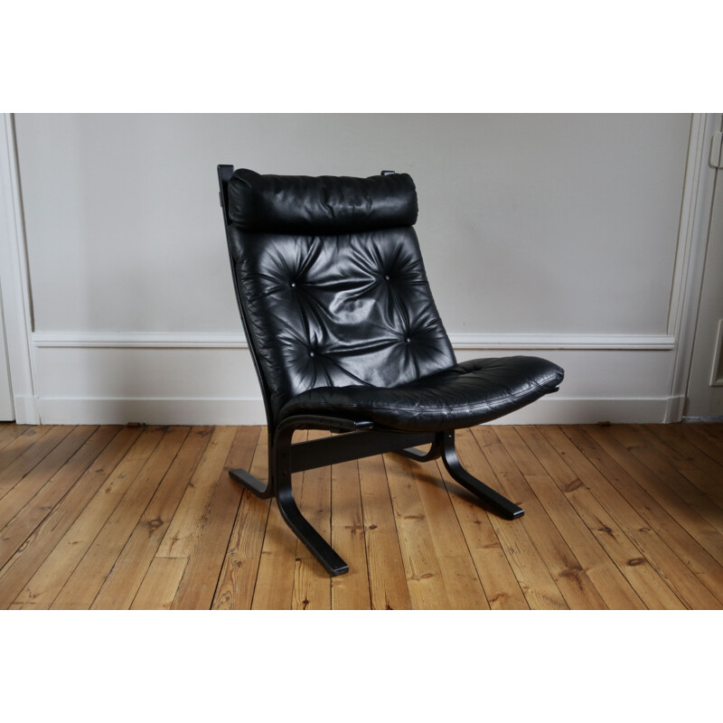 Scandinavian vintage leather armchair by Ingmar Relling