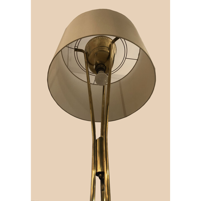 Vintage polished brass floor lamp, 1960