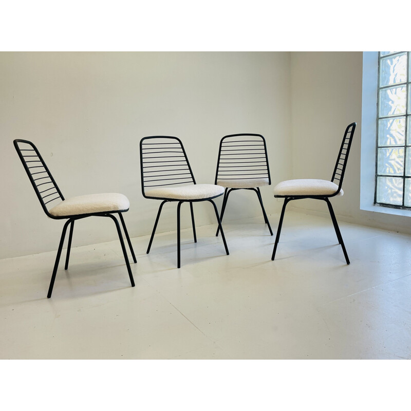Lot de 4 chaises vintage par Jean Louis Bonnant, 1950