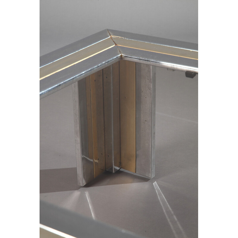 Rectangular coffee table in chromed metal, Romeo REGA - 1970s