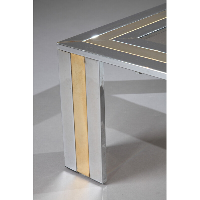 Rectangular coffee table in chromed metal, Romeo REGA - 1970s