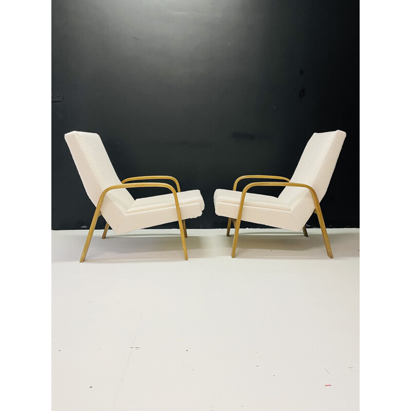 Pareja de sillones de época de Pierre Guariche y Michel Mortier y Joseph-André Motte para Steiner