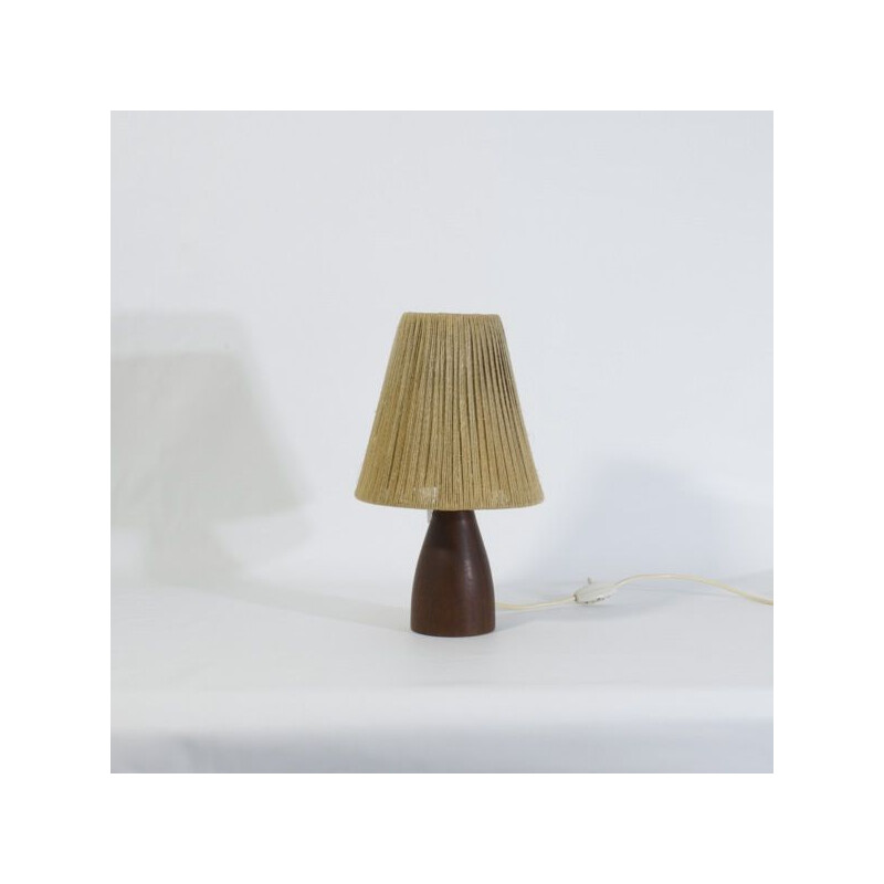 Lampada vintage scandinava in teak massiccio e corda, 1960