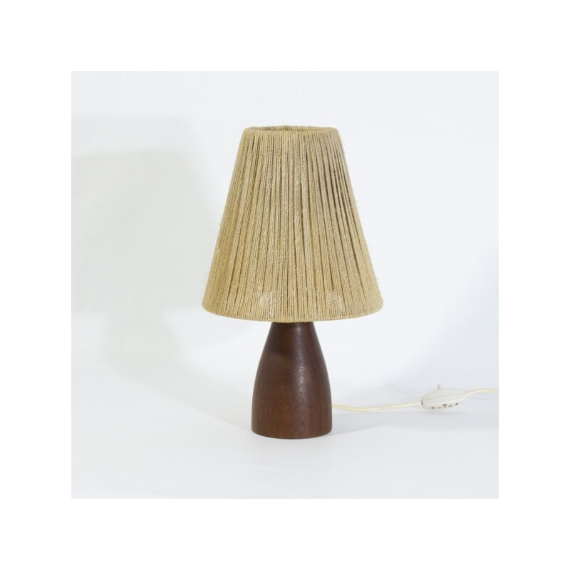 Scandinavian vintage solid teak and rope vintage lamp, 1960