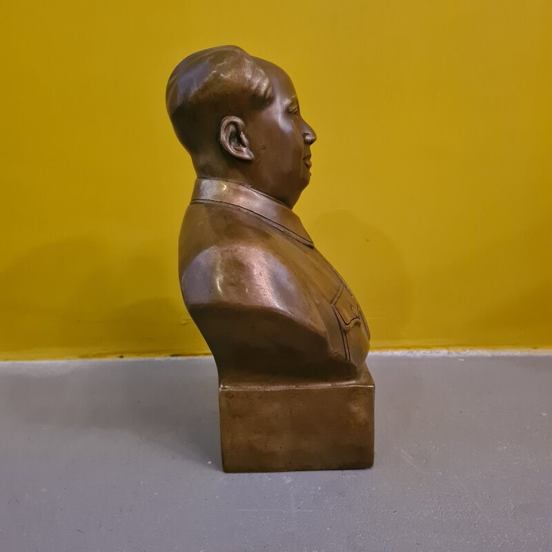 Vintage-Bronzebüste von Mao Zedong